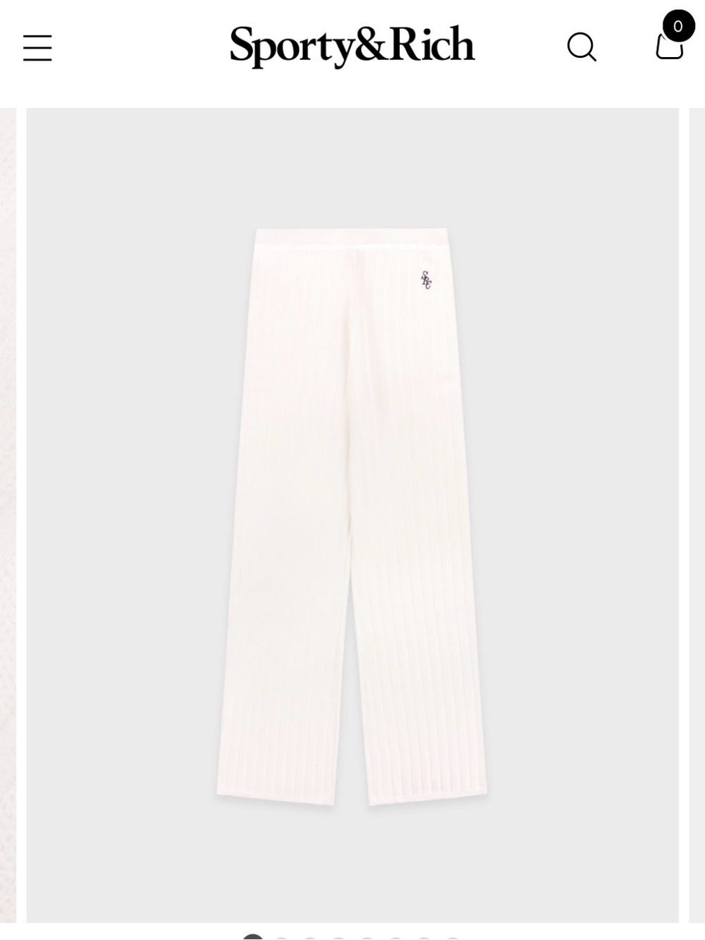Sporty & Rich White Ribbed Lounge Pants